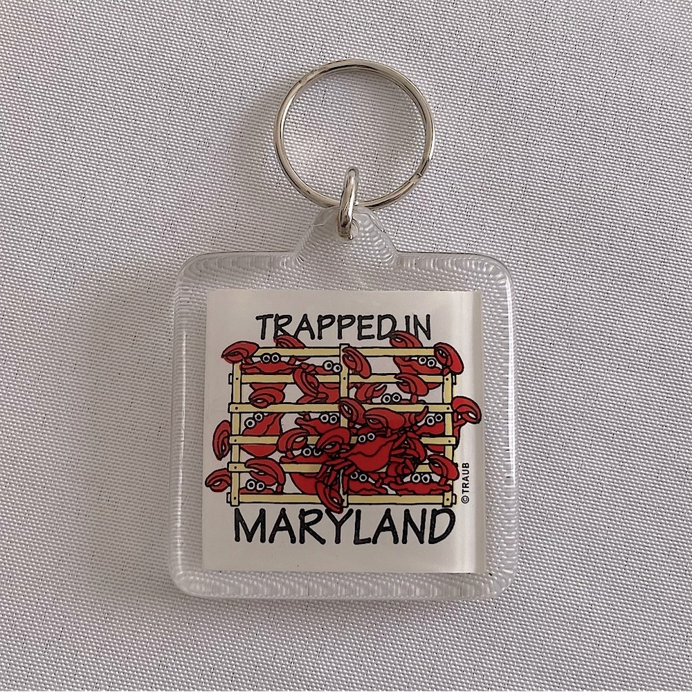 ⭐️ Vintage Acrylic Multicolored Trapped In Maryland Keychain - Picture 2 of 5
